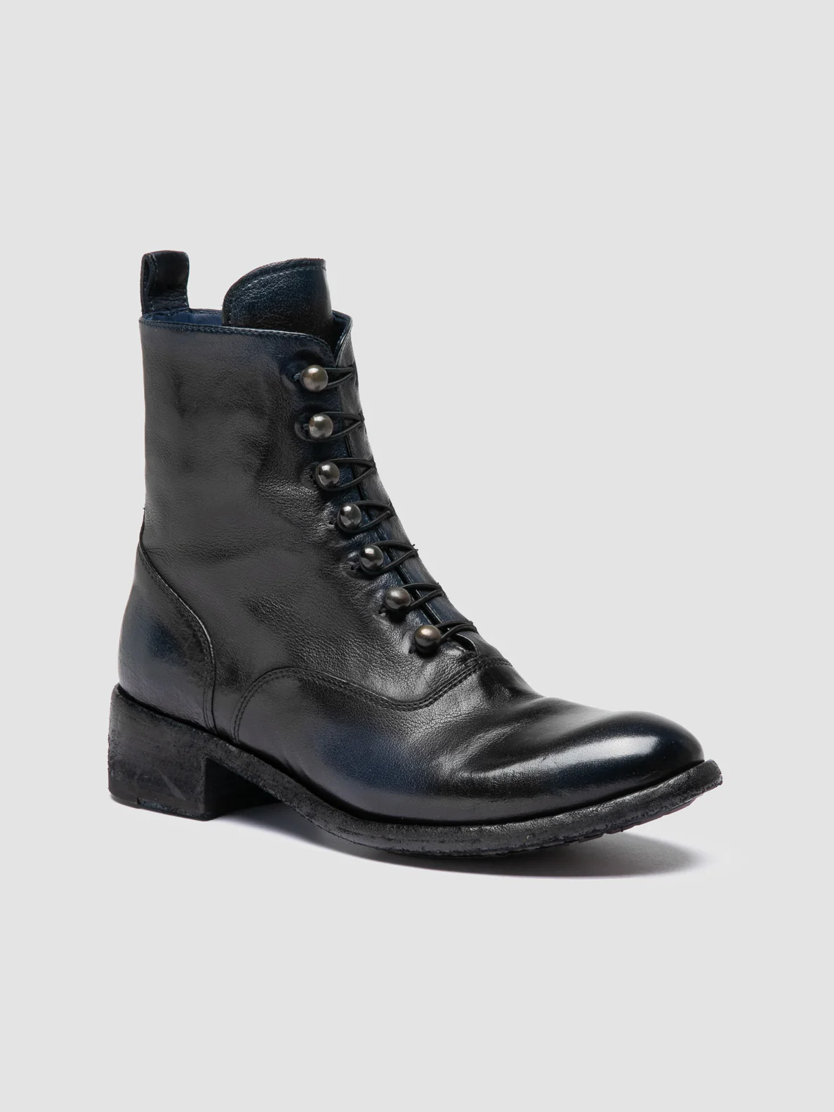 LISON 036 - Navy Leather Zipped Boots - Image 3