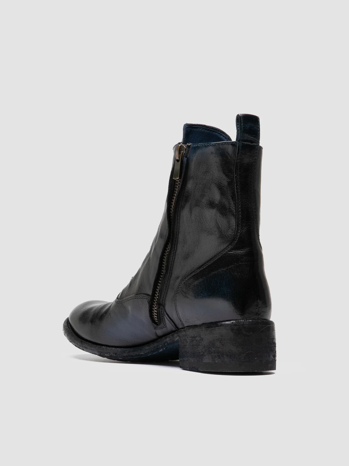 LISON 036 - Navy Leather Zipped Boots - Image 4