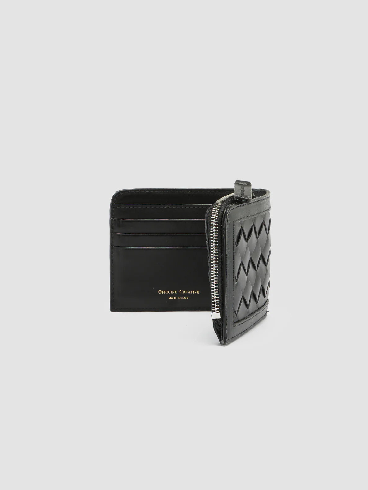 BERGE’ 104 - Black Woven Leather Bifold Wallet - Image 5