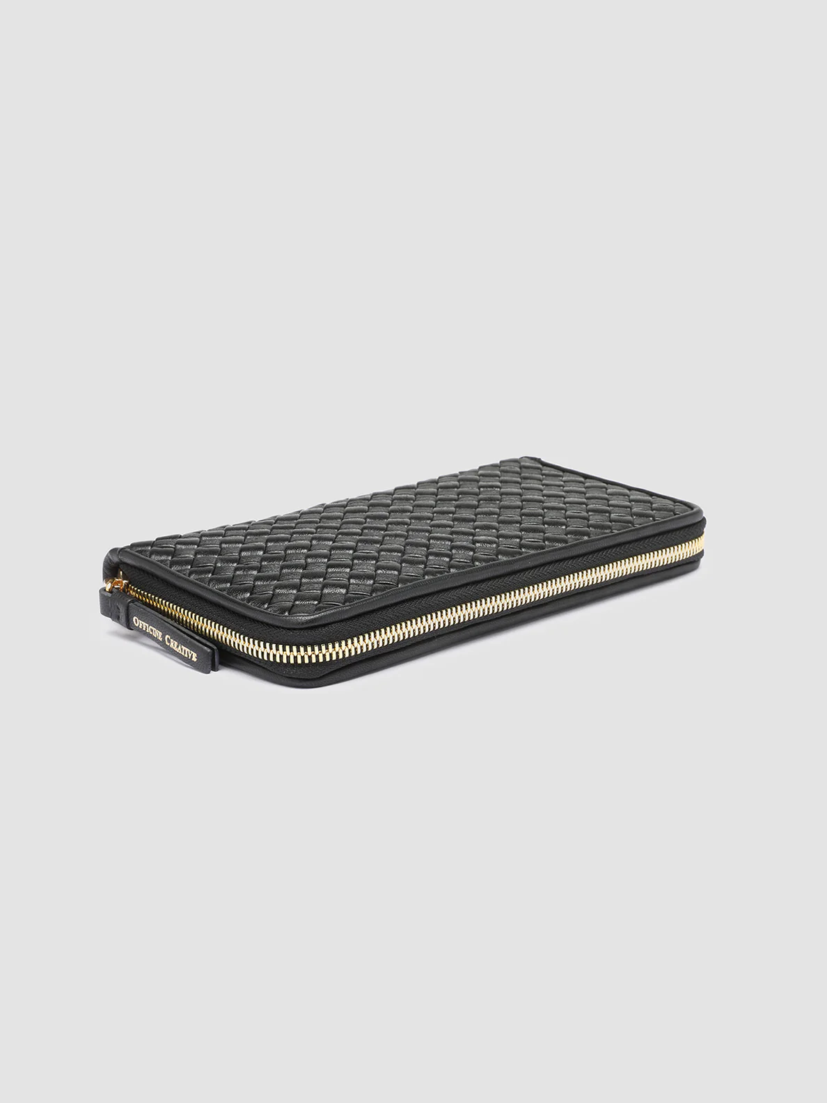 JULIET 101 - Black Woven Leather Zip-around Wallet - Image 4