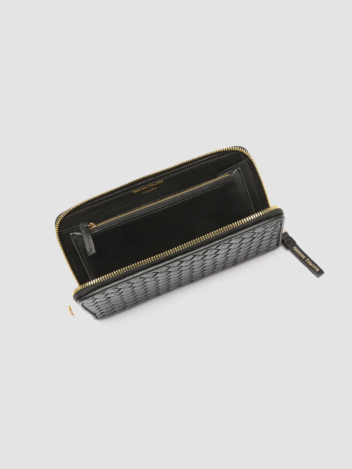 JULIET 101 - Black Woven Leather Zip-around Wallet - Image 5