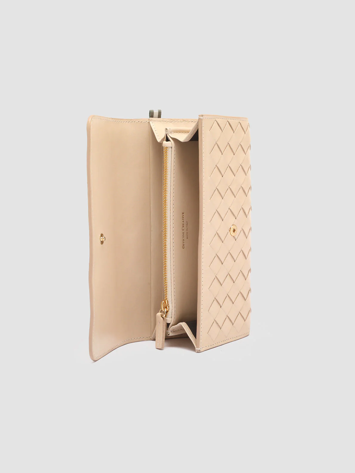 POCHE 109 - Ivory Woven Woven Leather Wallet - Image 4